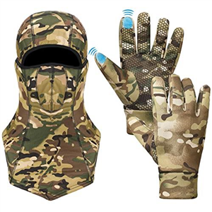 Hestya Camo Hunting Gloves for Men Full Face Cover Hunting Mitten Balaclava Anti Slip Full Finger Fingerless Mitten Wind Resistant