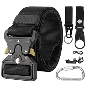 Simpeak Men's Belt Tactical, 1.5" Heavy Duty Belt, Nylon Military Belt with Quick-Release Metal Buckle, 3.8x 125cm Adjustable, Black