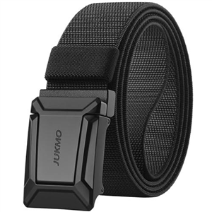 JUKMO Stretch Tactical Belt for Men, Military Work Rigger Hiking 1.5" Elastic Nylon Web Ratchet Quick Release Belt in Gift Box (Black, Small)