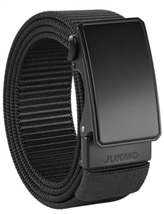 JUKMO Men's 1.5" Nylon Ratchet Belt, Casual Web Click Belt with Slide Buckle for Jeans, No Holes Adjustable Trim to Fit (Black, Medium-for Waist 36"-42" (Length 49"))