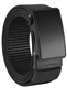JUKMO Men's 1.5" Nylon Ratchet Belt, Casual Web Click Belt with Slide Buckle for Jeans, No Holes Adjustable Trim to Fit (Black, Medium-for Waist 36"-42" (Length 49"))
