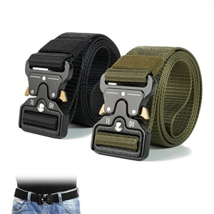 Vierone Men's 2-Pack Tactical Belt, Nylon, Black & Green, 125*3.8cm, Adjustable, Quick Release, Work, Outdoor, Survival