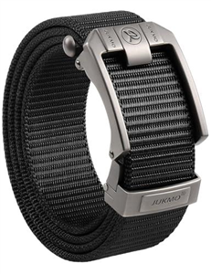 JUKMO Ratchet Belt for Men, Nylon Web Tactical Belt with Automatic Slide Buckle, Adjustable Trim to Fit (Black, For Waist 40""-52"" (Length 59""))