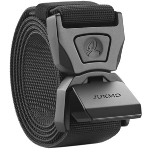 JUKMO Quick Release Tactical Belt, Military Work 1.5" Nylon Web Golf Belt with Heavy Duty Seatbelt Buckle (Black, Medium-for Waist 36"-42" (Length 49"))