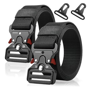 2 Pack Tactical Belt - Quick-Release Nylon Waist Webbing, Metal Buckle Adjustable Canvas Military Belt, Men’s Belts for Policemen Firefighter Work Outdoor Sports Survival and Daily Casual Using