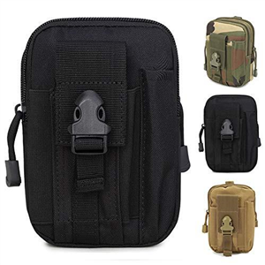 ZhaoCo Multi-Purpose Poly Tool Holder, Tactical Molle EDC Pouch Utility Gadget Belt Waist Bag with Cell Phone Holster for Sports Hiking Camping - Black