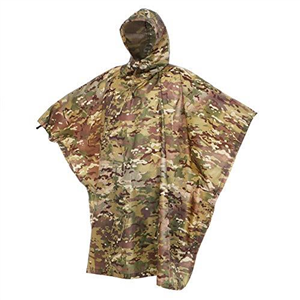 AUSCAMOTEK Military Camo Rain Poncho Hooded Waterproof Camouflauge Raincoat for Hunting Hiking Camping Fishing One Size, Military-camo, One Size