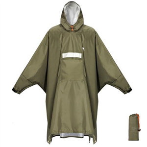 ANYOO Waterproof Rain Poncho Windproof Raincoat with Side Zipper for Full Protection, Lightweight Rain Jacket with Adjustable Sleeves for Women Men Outdoor Hiking Cycling, One Size, Army Green