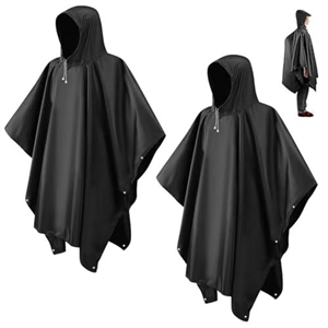 CHGANG 2 Pack Waterproof Rain Poncho Adult, EVA Portable Waterproof Ponchos, Reusable raincoat with Hoods for Camping, Hiking Travel, Amusement Parks, Festival