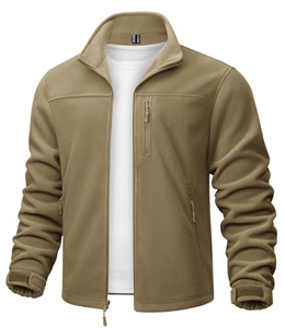 TACVASEN Work Jackets for Men Softshell Fleece Jacket Full Zip Outdoor Jackets Thermal Tactical Military Jacket Coats (M, Khaki)