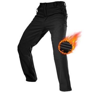 FREE SOLDIER Waterproof Walking Trousers for Men Thermal Fleece Lined Softshell Overtrousers Hiking Trousers Winter Outdoor Tactical Hunting Pants(Black, 36 Reg)