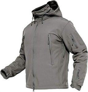 TACVASEN Work Jackets for Men Waterproof Softshell Fleece Jacket Winter Tactical Jackets Snow Ski Warm Thermal Parka Grey,M