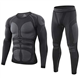 Caige Men's Thermal Underwear Fleece Lined Tactical Sports Shapewear, Long Johns Base Layer Set,Black,XL