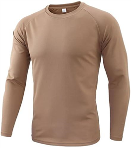 Czen Men's Military Combat Shirt Tactical Base Layers Quick Dry Long Sleeve Shirts Compression Shirts for Airsoft Paintball Cycling, Khaki, L