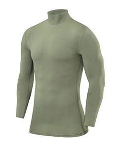PowerLayer Men's Compression Base Layer Top Long Sleeve Under Shirt - Mock Neck - Army, M
