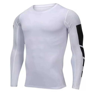 Mens Compression Top Round Collar Base Layer Running Gym Tops Quick Dry Tactical Patchwork Pullover Athletic Sport Equipment for Men Wicking Fitness Tee High Impact Training Workout Shirts A-White