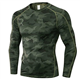 Men's Compression Shirt Long Sleeve Athletic Workout T-Shirts Top Active Sport Baselayer Undershirt Gear Shirt Dry Fit, Crewneck-camo Green, Large