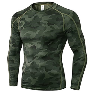 Men's Athletic Compression Shirts Long Sleeve Workout Running T Shirt Cool Dry Active Gym Undershirts Sports Baselayer Top, 1-camo Army, S