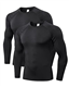 LNJLVI Men's 2 Pack Long-Sleeve Compression Shirt Base-Layer Running Top(Black-Black,L)