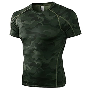 CICI FIVE Men's Compression Shirt Short Sleeve Athletic Compression Tops Cool Dry Undershirts Baselayer Gym Workout T Shirt, Camo Green, S