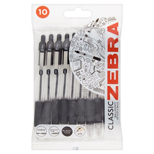Zebra Grip Ballpoint Pens Black 10 Pack