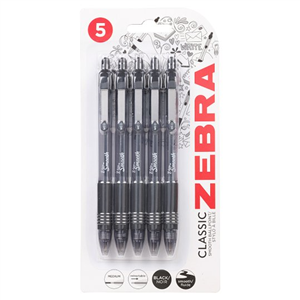 Zebra Z-Grip Smooth Ballpoint Pen 5 Pack Black