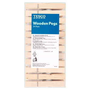 Tesco Wooden Storm Pegs 24 Pack