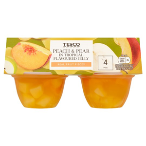Tesco Tropical Flavour Jelly Peach&Pear Pieces 4X120g