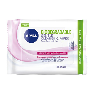 Nivea Biodegradable Gentle Cleansing Wipes Dry Skin 25 Pack