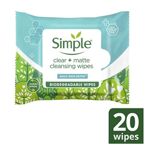 Simple Clear & Matte Cleansing Wipes X20