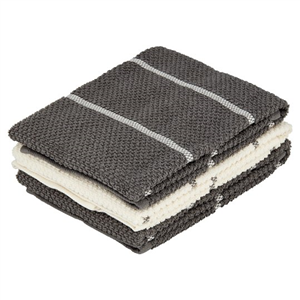 Go Cook Grey Stripe Kitchen Towel 3 Pack