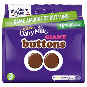 Cadbury Milk Chocolate Giant Buttons Share Bag 240G