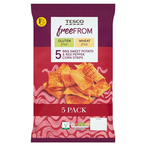 Tesco Free From Sweet Potato & Red Pepper Corn Chips 5X30g