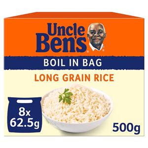 Uncle Bens Boil In Bag Long Grain Rice 8X62.5G