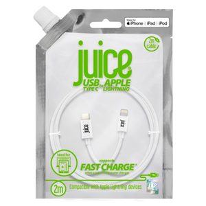 Juice Apple Lightning - Type C 2m Charging Cable White