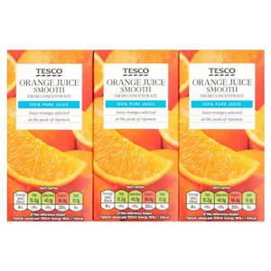 Tesco Smooth Orange Juice 3X200ml