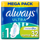 Always Ultra Size 1 Sanitary Towels With Wings 32 Pack
