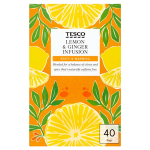 Tesco Lemon & Ginger 40 Tea Bags 80G