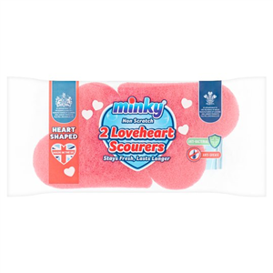 Minky Loveheart Scourers Non Scratch 2 Pack