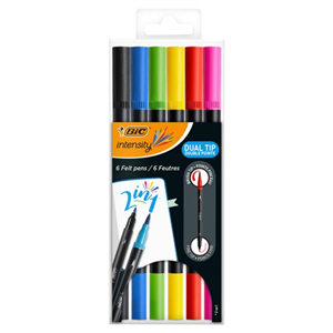 Bic Intensity Dual Tip Felt Pens 6Pcs