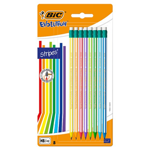 Bic Evolution Stripes Pencils 8Pk