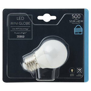 Tesco Led Mini Globe 40W Edison Screw