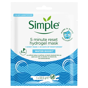 Simple Water Boost 5-Min Reset Hydrogel Mask