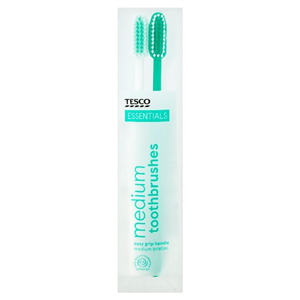 Tesco Essentials Toothbrushes 2 Pack