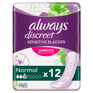 Always Discreet Normal Incontinence Pads 12 Pack