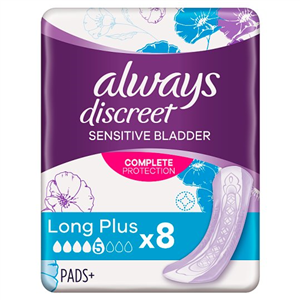 Always Discreet Long Plus Incontinence Pads 8 Pack