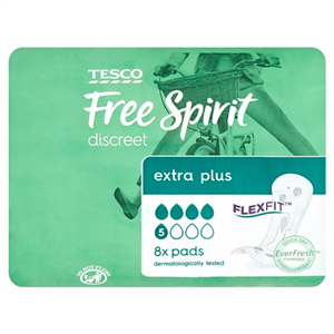 Tesco Free Spirit Discreet Extra Plus Pads 8 Pack