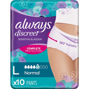 Always Discreet Normal Large Incontinence Pants 10 Pack