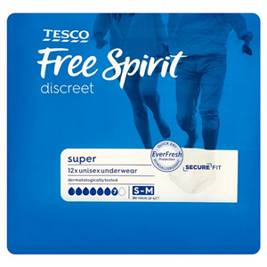 Tesco Free Spirit Super Underwear Small, Medium 12 Pack