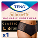 Tena Silhouette Washable Absorbent Underwear Classic Black Size L